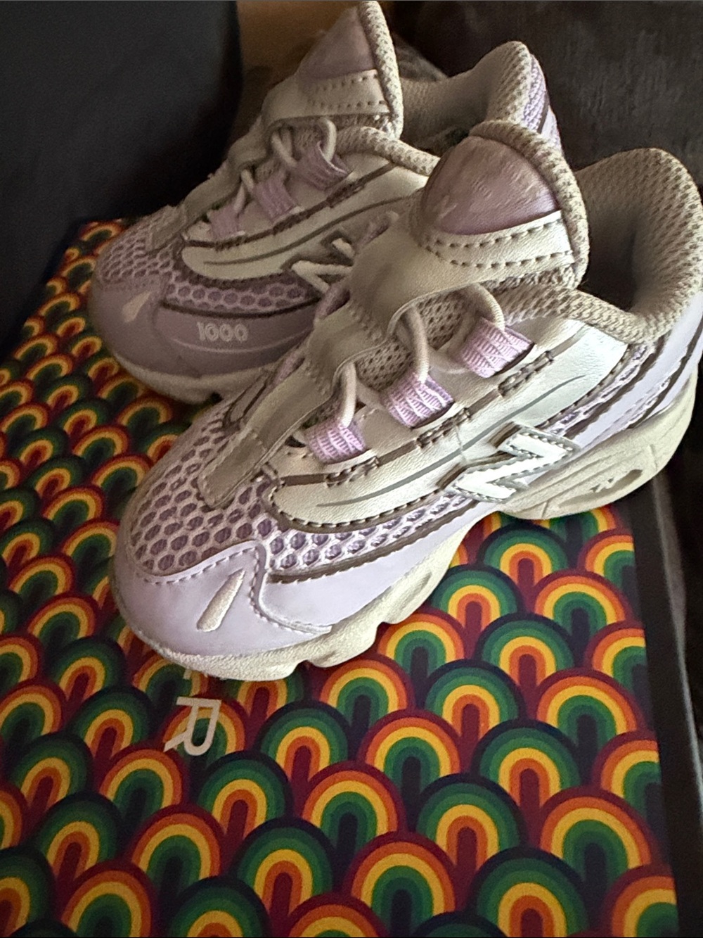 New Balance Kids 1000 Sneakers in Light Purple and Cream